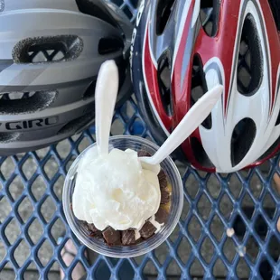 Caramel truffle parfait makes the bike ride here worth it!