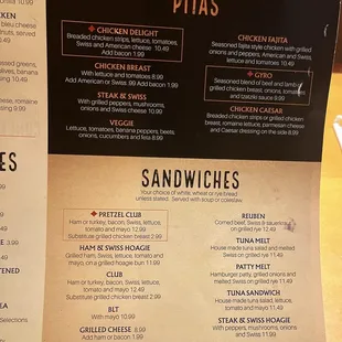 sandwiches, menu
