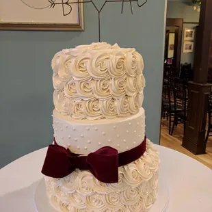 My wedding cake. Rosettes and swiss dots. Everything was perfect!