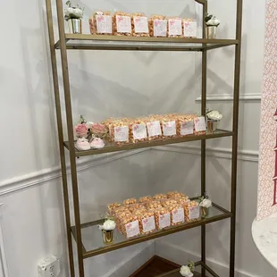 They provide this display shelf that we used for our party favors