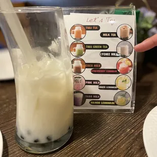 Lychee milk with boba