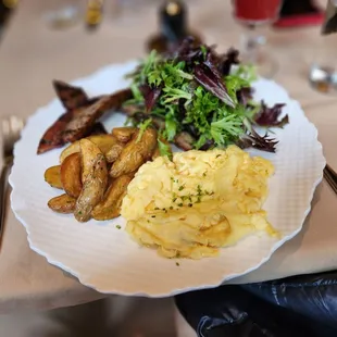 Consulate breakfast with scramble eggs instead of poached.