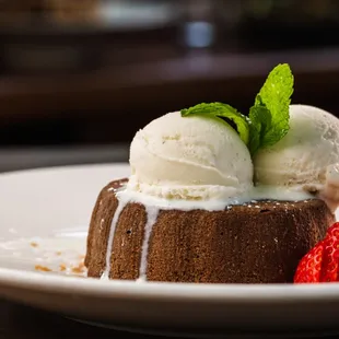 Chocolate Lava Cake For Two

Warm Chocolate cake with a melted center served with Vanilla Ice Cream and berries