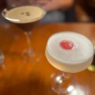 Espresso martini  &amp; Rising Sun: hibiscus, lavender, white cranberry, Vodka, Cointreau