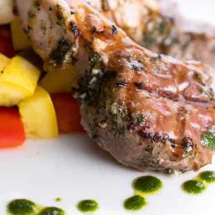 grilled meat and vegetables