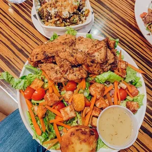 Buffalo Brussel Sprouts and House Salad with Chicken