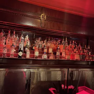 a row of liquor bottles