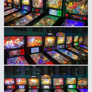 a variety of pinball machines