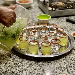 Sazon Class - Cucumber &amp; jalapeño scratch margaritas. I'll definitely be making these at home!