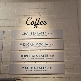Coffee Menu
