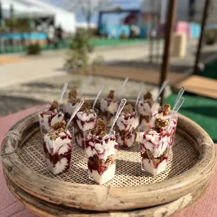 Dessert shooters are so fun, you can switch out the fruit for other options like lemon curd or chocolate ganache too!