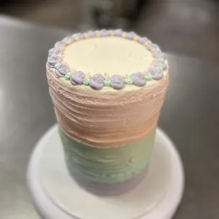 The beginnings of the candy themed cake