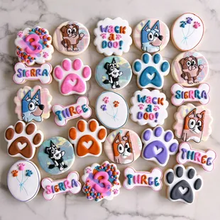 a variety of decorated cookies