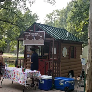 Food truck setup at Shakespeare in the park