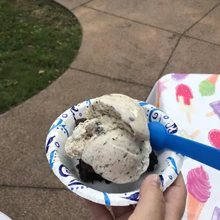 Cabin brownie with cookies and cream ice cream