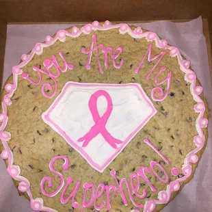 The Cookie Company 402-330-1107 Breast Cancer Hero Cookie Cake