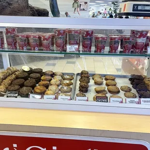 single cookies and cup of bite sized cookies