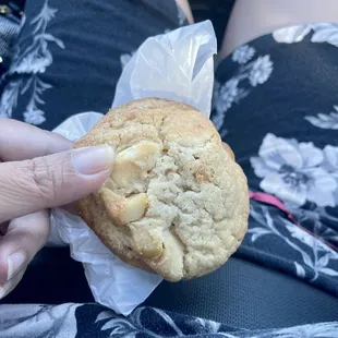 close up of my white chocolate mac nut