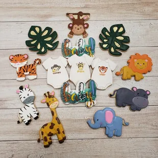 a variety of decorated cookies