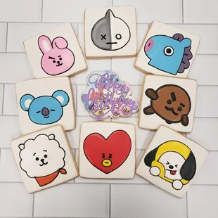 a circle of cartoon cookies