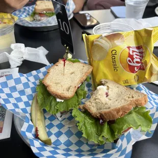 Snowbird Nester on gluten free bread. It&apos;s actually two sandwiches