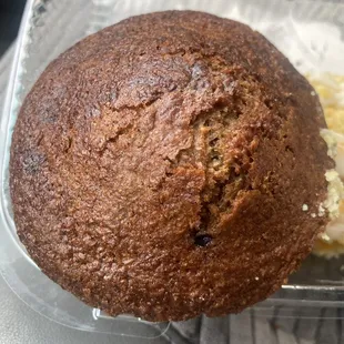 very large blackberry/bran muffin