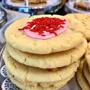 Valentine sugar cookies w/vanilla icing 
Sweet &amp; simple
We make all our dough from scratch, never any additives or preservatives