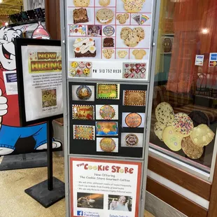 a display of cookies and pastries