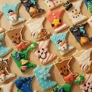 a variety of decorated cookies