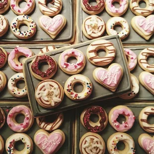 a variety of decorated donuts