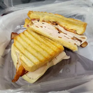Turkey, bacon, swiss panini melt! So good!