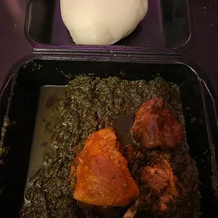 Cassava leaf stew and fufu