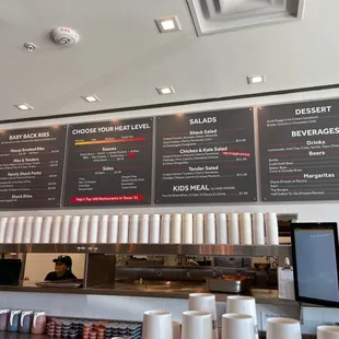 Menu at front counter