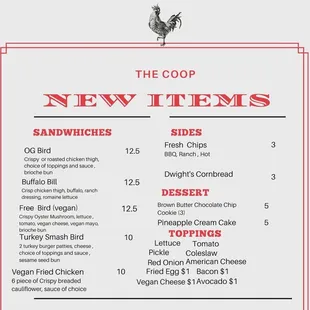 New Menu Items