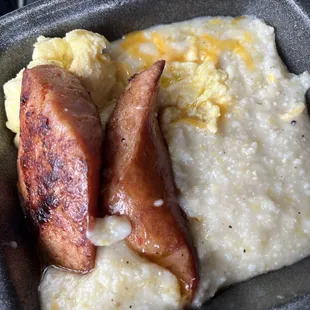 Smoked Sausage, Grits, Eggs