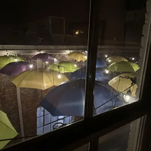 Outside the window of the billiard room