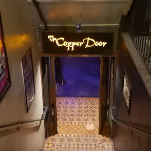 the entrance to the restaurant