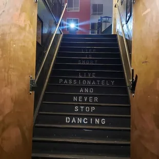 a set of stairs leading up to the second floor