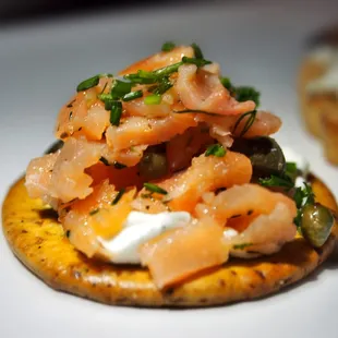 Salmon tartare. Smoked salmon,  olive oil, capers, Dijon and whole grain mustard with dill. OMG. SO. GOOD