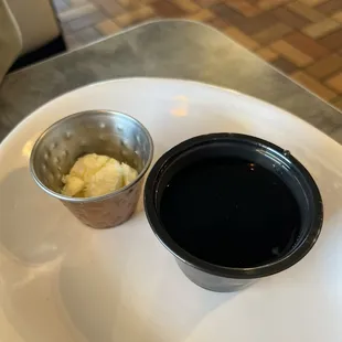 Warm syrup to melt rock hard butter thankfully...