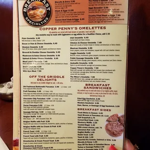 Breakfast menu only.. lots to choose