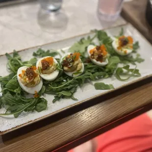 Sriracha deviled eggs