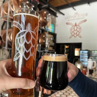 two people toasting