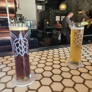 amber bier and lime lager