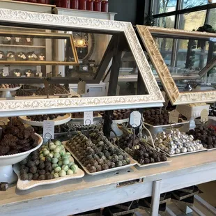 a variety of chocolates on display
