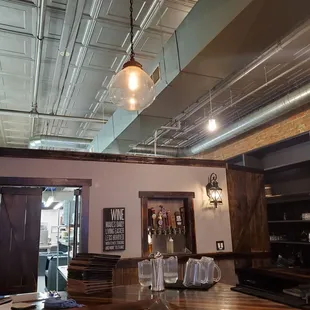 Tin ceiling and Edison light