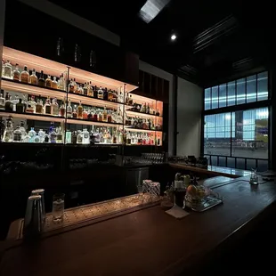 A gorgeous, moody, L-shaped bar