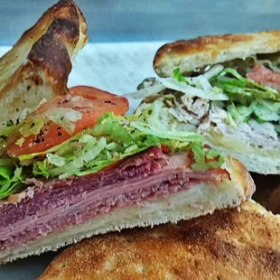 a sandwich cut in half