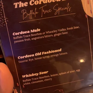 Some of their drink menu