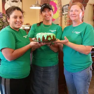 St.  Patrick's Day cake served with a smile!